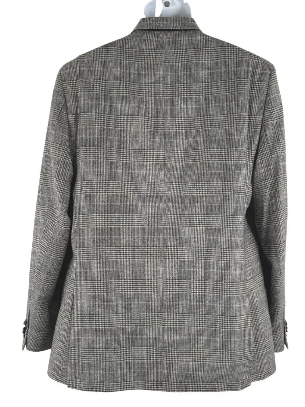 Lands' End Blazer Jacket Mens Size 44 Houndstooth Plaid Wool Blend CJ-2412